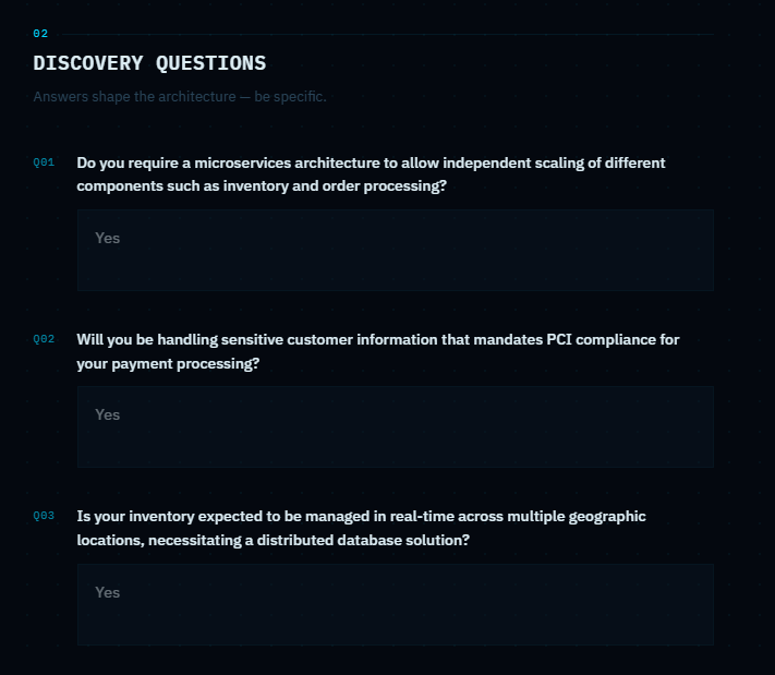 ArchitectAI discovery questions